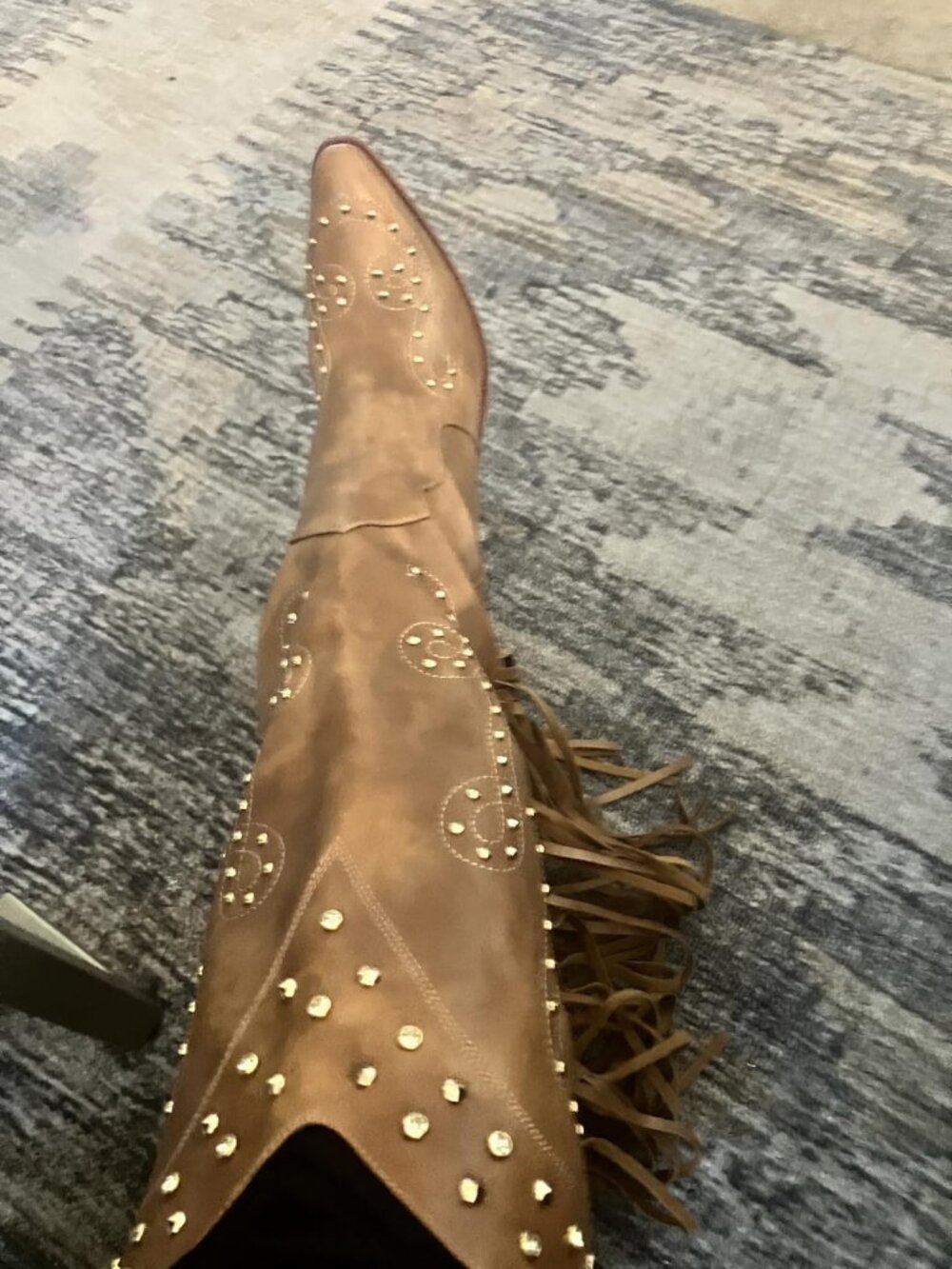 Rhinestone Pointed Toe Fringe Cowgirl Boots - Picture 2 of 9